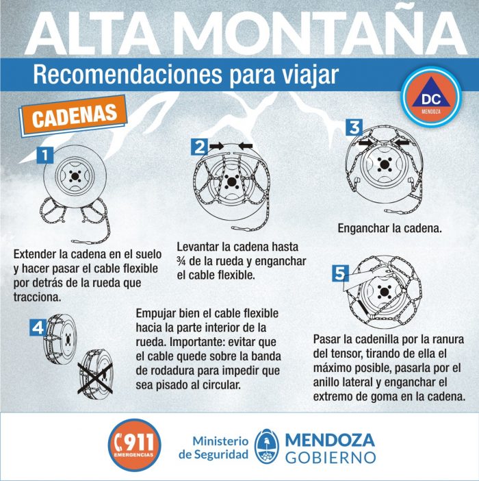 Sostener Biblia ira Uso de cadenas obligatorio para transitar por la montaña : Prensa Gobierno  de Mendoza