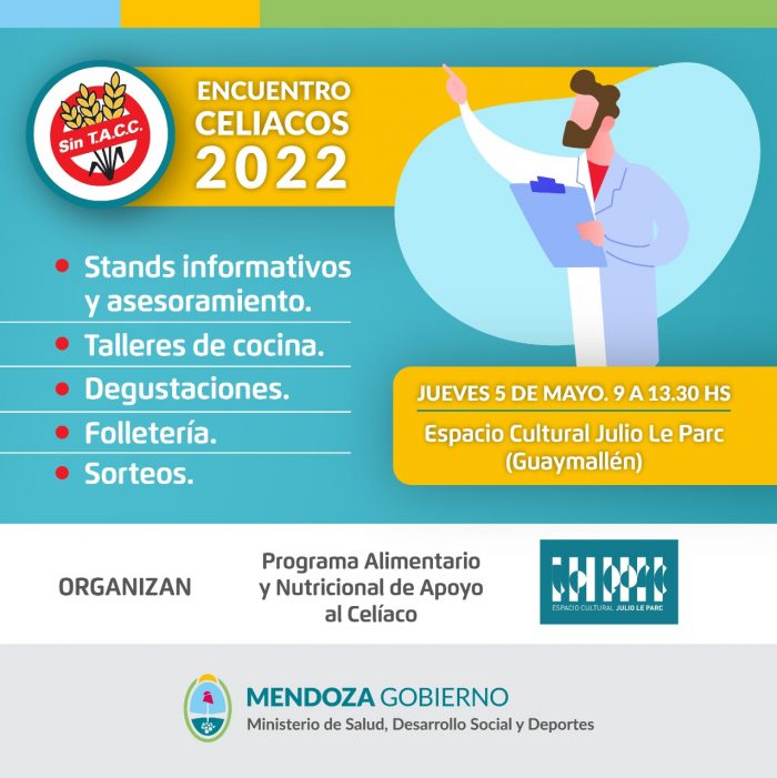 Realizarán en la provincia de Mendoza el Encuentro del Celíaco 2022
