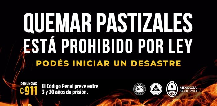 Está prohibido quemar pastizales en Mendoza